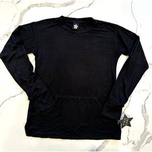 Pixie Lane NWT Long Sleeve Front Pocket Tee in Black Size 10/12